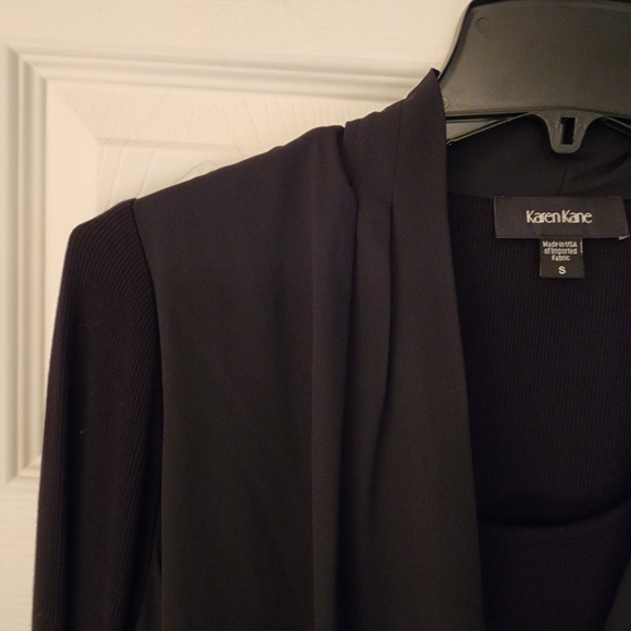 KAREN KANE Contrast Double Layer Wrap Top In Black Size Small - Picture 6 of 14